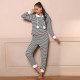 Women's pajamas autumn and winter sports casual hooded long-sleeved top and long-pants two-piece set, homewear that can be worn outside.
