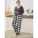 European and American plus-size pajamas for women, loose and casual autumn and winter, plus-size long-sleeved and long-pants homewear sets,