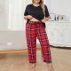 European and American plus-size pajamas for women, spring and autumn, plus-size loungewear sets suitable for overweight women, can be worn outdoors.