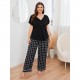 Plus-size pajamas for women, spring and summer, short-sleeved and long pants, plus-size loungewear for overweight women, European and American independent platform.
