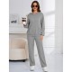 European and American hooded casual set women's pajamas waffle loose long-sleeved long pants two-piece loungewear set