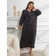 European and American plus-size pajamas for women, autumn and winter, suitable for overweight women (200 pounds), long-sleeved plus-size nightgowns.