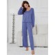 European and American women's pajamas autumn and winter solid color long-sleeved trousers homewear set can be worn outside independent site