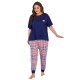 European and American plus size pajamas spring and autumn short-sleeved long pants two-piece homewear set (Pimma)