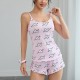 European and American sexy pajamas women's summer heart camisole top and shorts two-piece home wear pajamas
