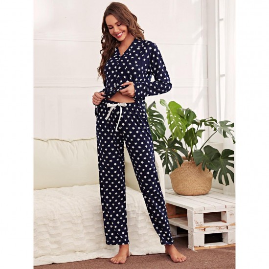 European and American women's pajamas spring and autumn long-sleeved long pants loungewear set