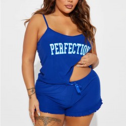 European and American sexy pajamas women's summer letter camisole shorts two-piece loungewear set (пижама)