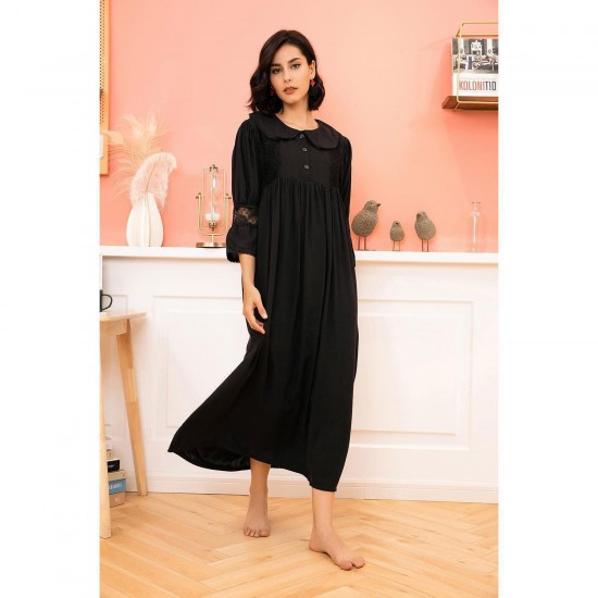 Autumn and Winter Court Style Nightgown Women's Lace Long-Sleeved Homewear European and American Independent Site