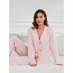 European and American women's autumn and winter simple casual long-sleeved trousers loungewear set independent website pajamas