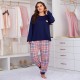 European and American women's heart-print pajamas, plus-size long-sleeved two-piece loungewear for overweight women