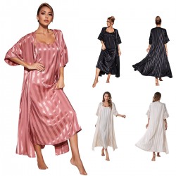 Independent website for women's faux silk long-sleeved camisole nightgown/loungewear set.