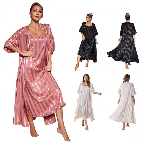 Independent website for women's faux silk long-sleeved camisole nightgown/loungewear set.