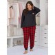 European and American women's heart-print pajamas, plus-size long-sleeved two-piece loungewear for overweight women