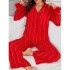 European and American women's pajamas autumn and winter red long-sleeved long pants homewear set