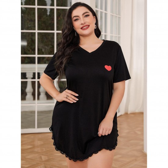 European and American style plus size pajamas for women weighing 200 catties, plus-size women's spring and summer short-sleeved nightgown for women, loose-fitting home wear