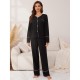 European and American homewear autumn and winter cardigan, long-sleeved and long-pants two-piece set, women's sleepwear.
