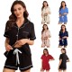 Women's Summer Striped Solid Color Basic Short-Sleeve Shorts Casual Women's Homewear Set Independent Website