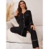 European and American homewear autumn and winter cardigan, long-sleeved and long-pants two-piece set, women's sleepwear.