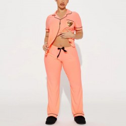 Pajamas women's summer love sequin embroidery short-sleeved trousers two-piece suit European and American home clothes Pajamas