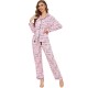 European and American style home wear autumn and winter striped cardigan long-sleeved trousers two-piece pajama set for women, Russian style