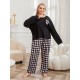 Plus size pajamas women autumn and winter plus size loose long-sleeved homewear two-piece set