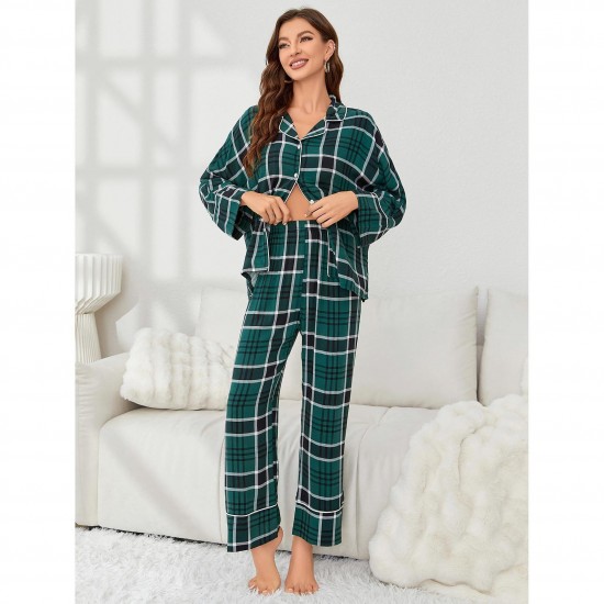 New European and American pajama pants for women, autumn and winter, long-sleeved cardigan, ladies loungewear set.