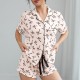 New Women's Summer Striped Basic Short-Sleeve Shorts Casual Women's Homewear Two-Piece Set