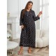 European and American plus-size pajamas for women, autumn and winter, suitable for overweight women (200 pounds), long-sleeved plus-size nightgowns.