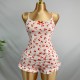 European and American pajamas women summer sexy cherry print camisole shorts two-piece homewear set (pjs)