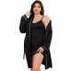Plus-size European and American women's pajamas, summer, suitable for plus-size women up to 200 lbs, tie-up robe/camisole nightgown two-piece homewear set