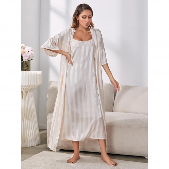 Independent website for women's faux silk long-sleeved camisole nightgown/loungewear set.