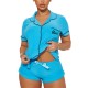 New European and American women's summer basic collared short-sleeved shorts two-piece pajama set