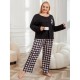 Plus size pajamas women autumn and winter plus size loose long-sleeved homewear two-piece set