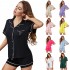 European and American homewear set cardigan short-sleeved shirt and shorts summer pajamas women's