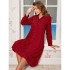 European and American style long nightgown for women, Christmas red plaid loose-fitting long-sleeved home wear pajamas