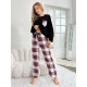 European and American Women's Nightgown Winter Long-Sleeved Long Pants Two-Piece Homewear Set
