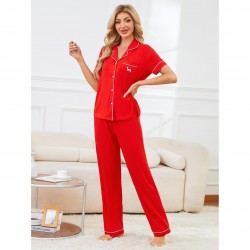 European and American modal pajamas women summer solid color short-sleeved shirt and trousers homewear set пижама