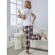 European and American women's pajamas spring and autumn thin short-sleeved long pants loungewear set