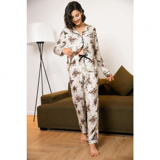 Platform for women's autumn and winter printed long-sleeved loungewear sets that can be worn as outerwea