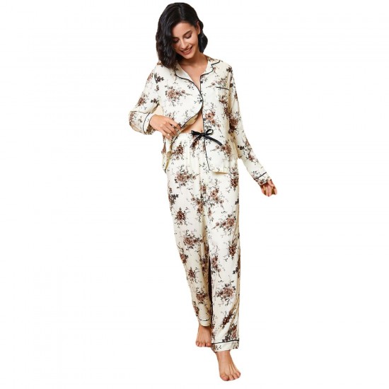 Platform for women's autumn and winter printed long-sleeved loungewear sets that can be worn as outerwea