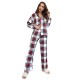 European and American style women's pajamas autumn and winter plaid long-sleeved loungewear set, can be worn outside
