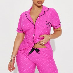 European and American women's pajamas letter embroidery short-sleeved trousers homewear set can be worn outside Пижама