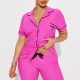 European and American women's pajamas letter embroidery short-sleeved trousers homewear set can be worn outside Пижама