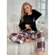 European and American Women's Nightgown Winter Long-Sleeved Long Pants Two-Piece Homewear Set