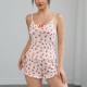 European and American pajamas women summer sexy cherry print camisole shorts two-piece homewear set (pjs)