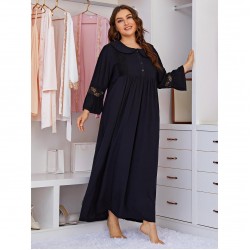 European and American plus size nightgown women long-sleeved long lace homewear plus mm nightgown